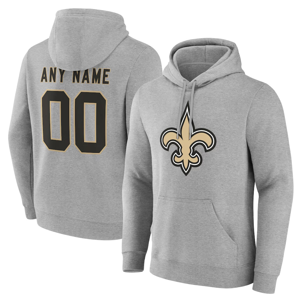 Fenge Custom NO.Saints Gray LOGO Pullover Hoodies Limited Any Name & Numbers Stitched Jerseys