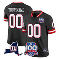Fenge Custom NY.Giants Black 100th Season & State Patch Vapor Limited Home Game Any Name & Numbers Stitched Jerseys