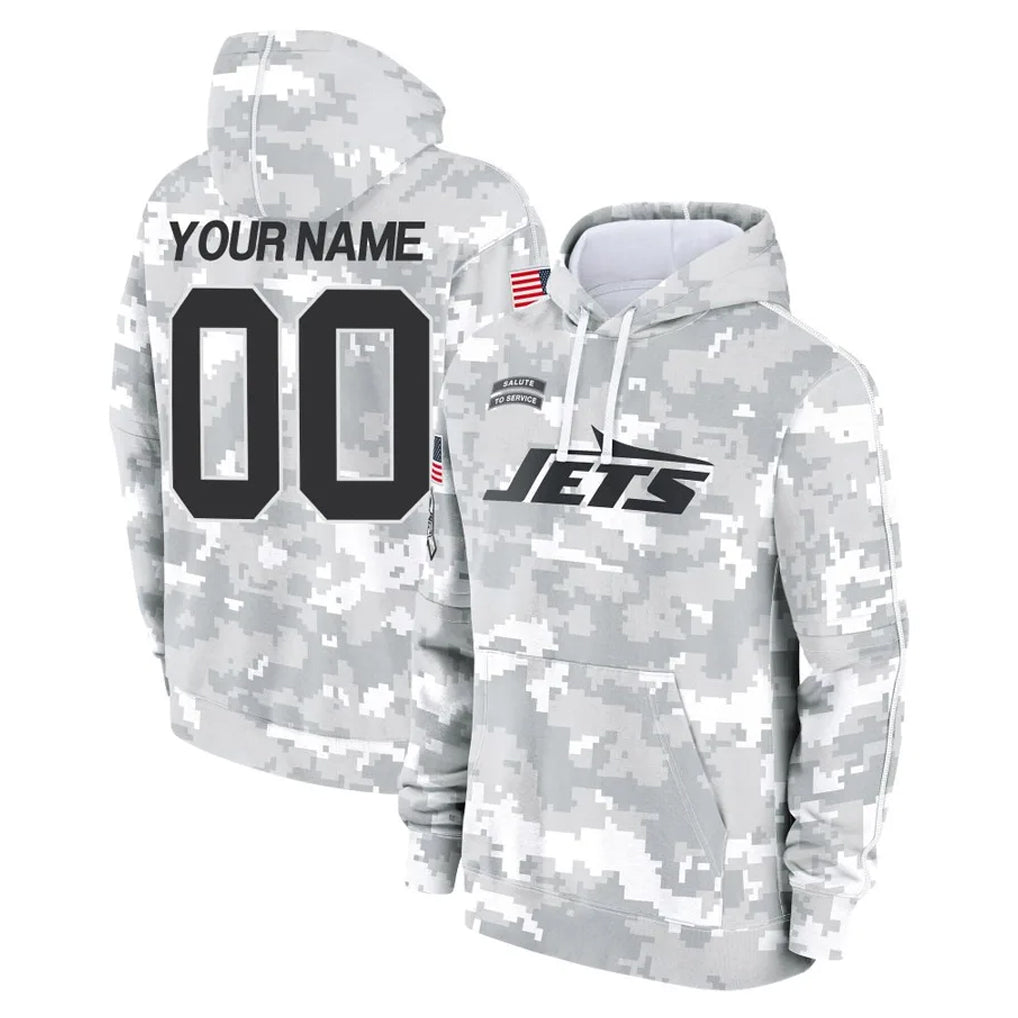 Fenge Custom NY.Jets Arctic Camo Salute to Service Pullover Hoodies Limited Game Any Name & Numbers Stitched Jerseys