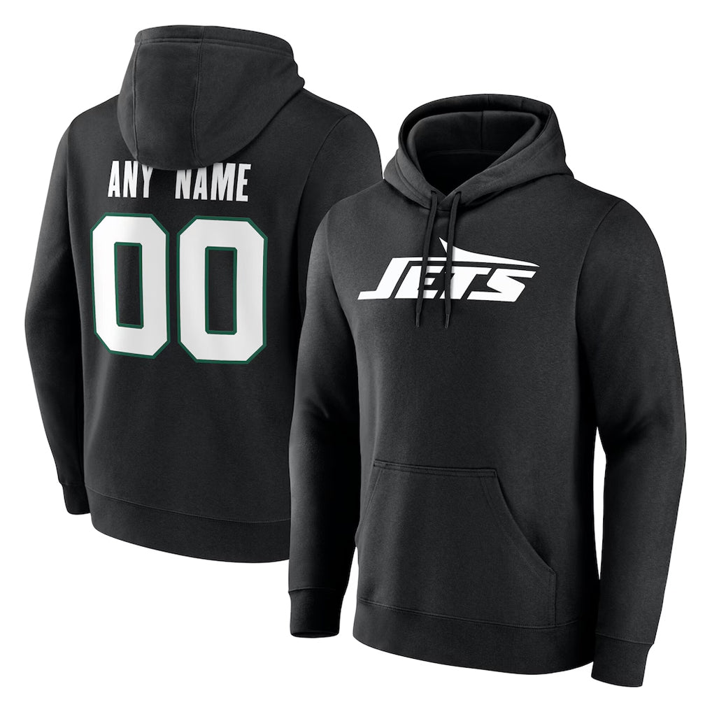 Fenge Custom NY.Jets Black LOGO Pullover Hoodies Limited Game Any Name & Numbers Stitched Jerseys