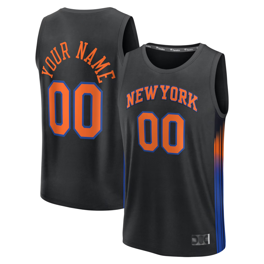 Fenge Custom NY.Knicks  Black Fast Break Jerseys - Icon Edition