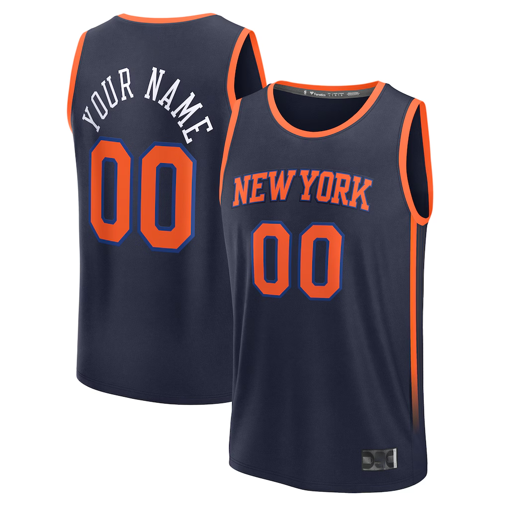 Fenge Custom NY.Knicks  Navy Fast Break Jerseys - Statement Edition