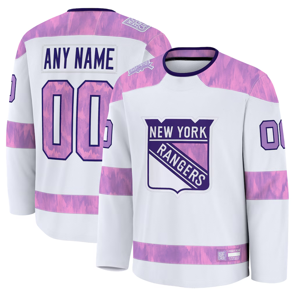 Fenge Custom NY.Rangers White 2024 Hockey Fights Cancer Practice Jerseys