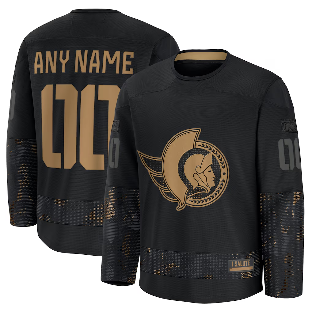 Fenge Custom O.Senators Black 2024 Military Appreciation Practice Jerseys