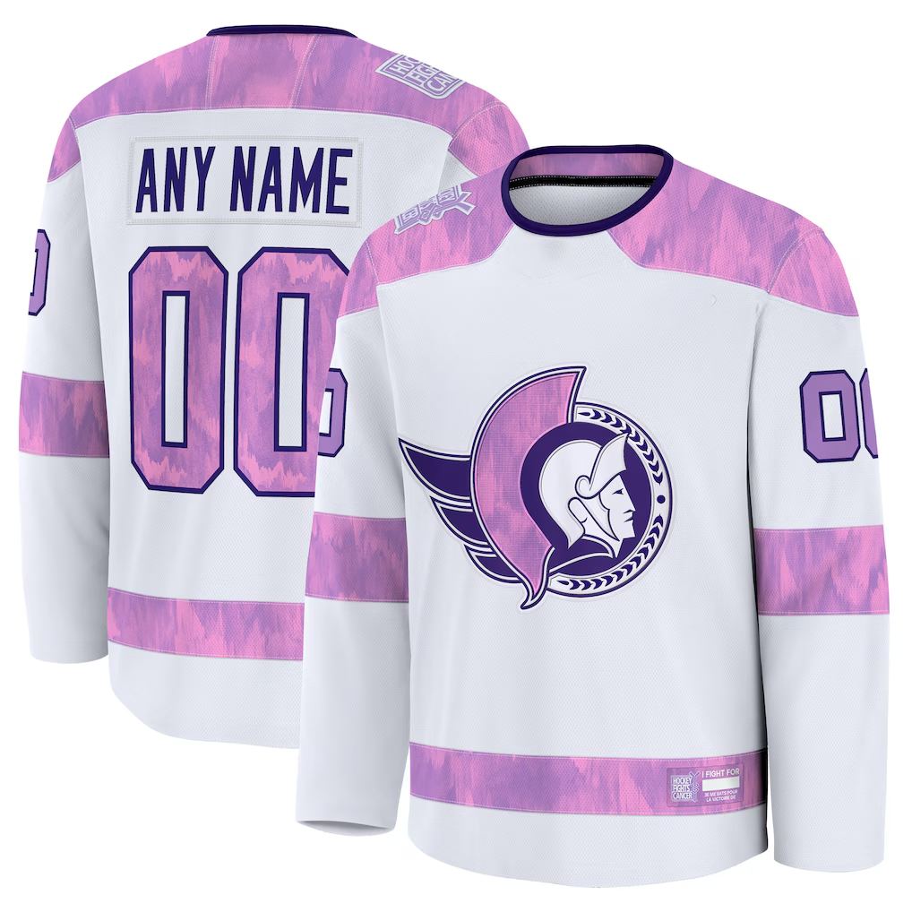 Fenge Custom O.Senators White 2024 Hockey Fights Cancer Practice Jerseys