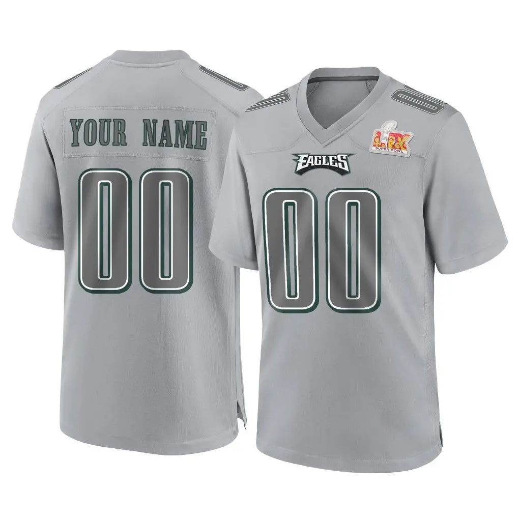 Fenge Custom P.Eagles Gray Atmosphere Fashion Super Bowl LIX Home Game Any Name & Numbers Stitched Jerseys