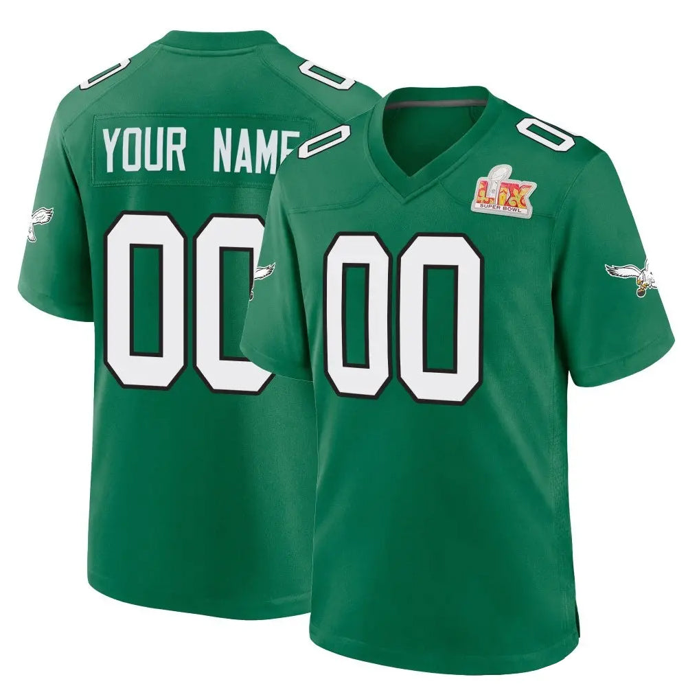 Fenge Custom P.Eagles Green Kelly Alternate Super Bowl LIX Home Game Any Name & Numbers Stitched Jerseys