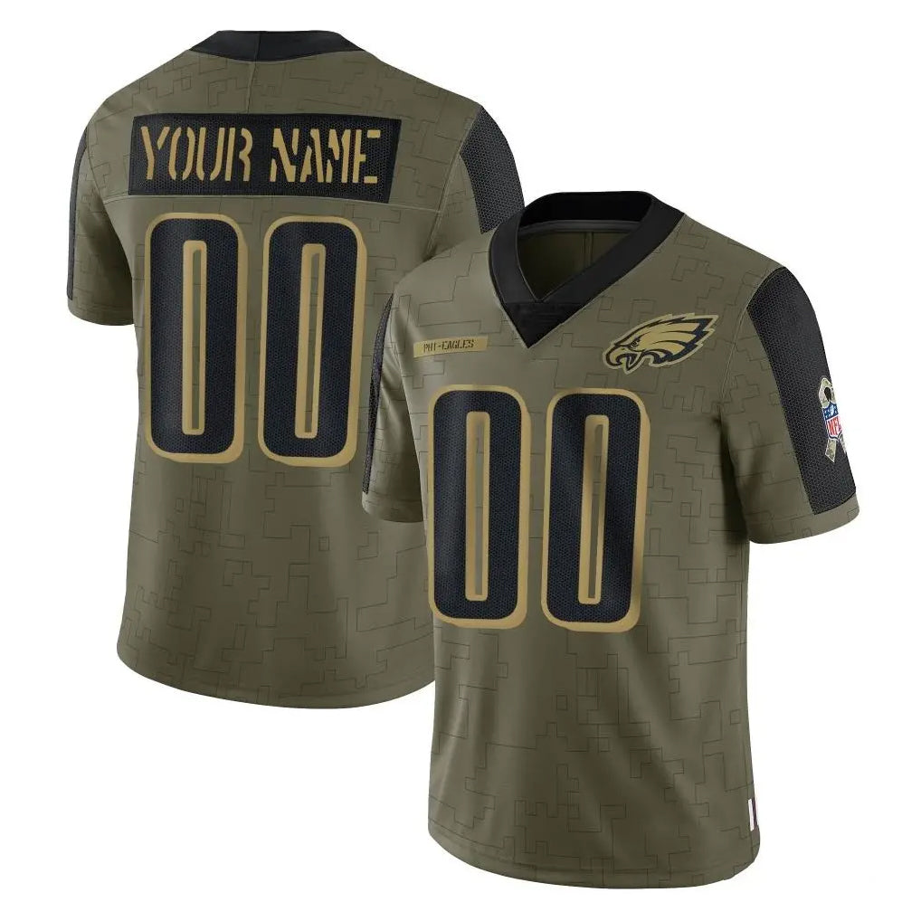 Fenge Custom P.Eagles Olive Salute To Service Limited Game Any Name & Numbers Stitched Jerseys