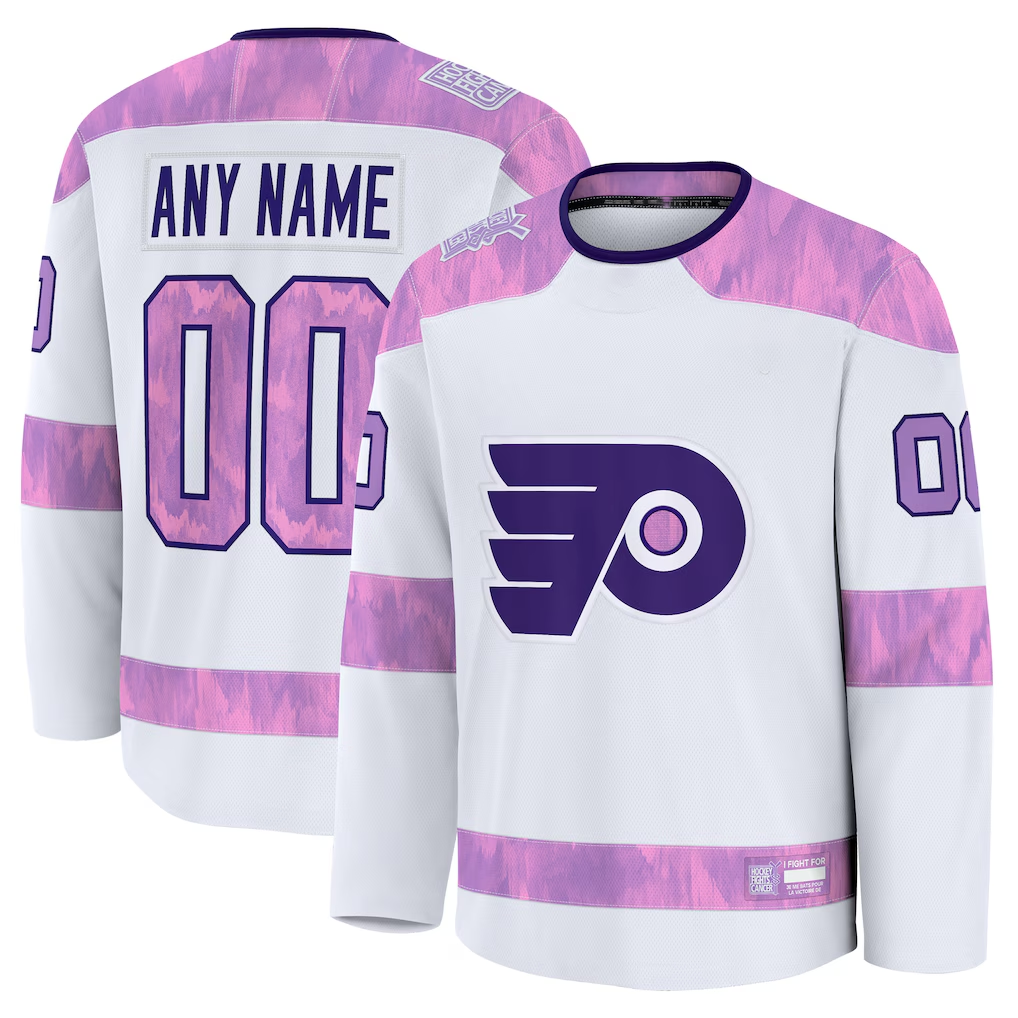Fenge Custom P.Flyers White 2024 Hockey Fights Cancer Practice Jerseys