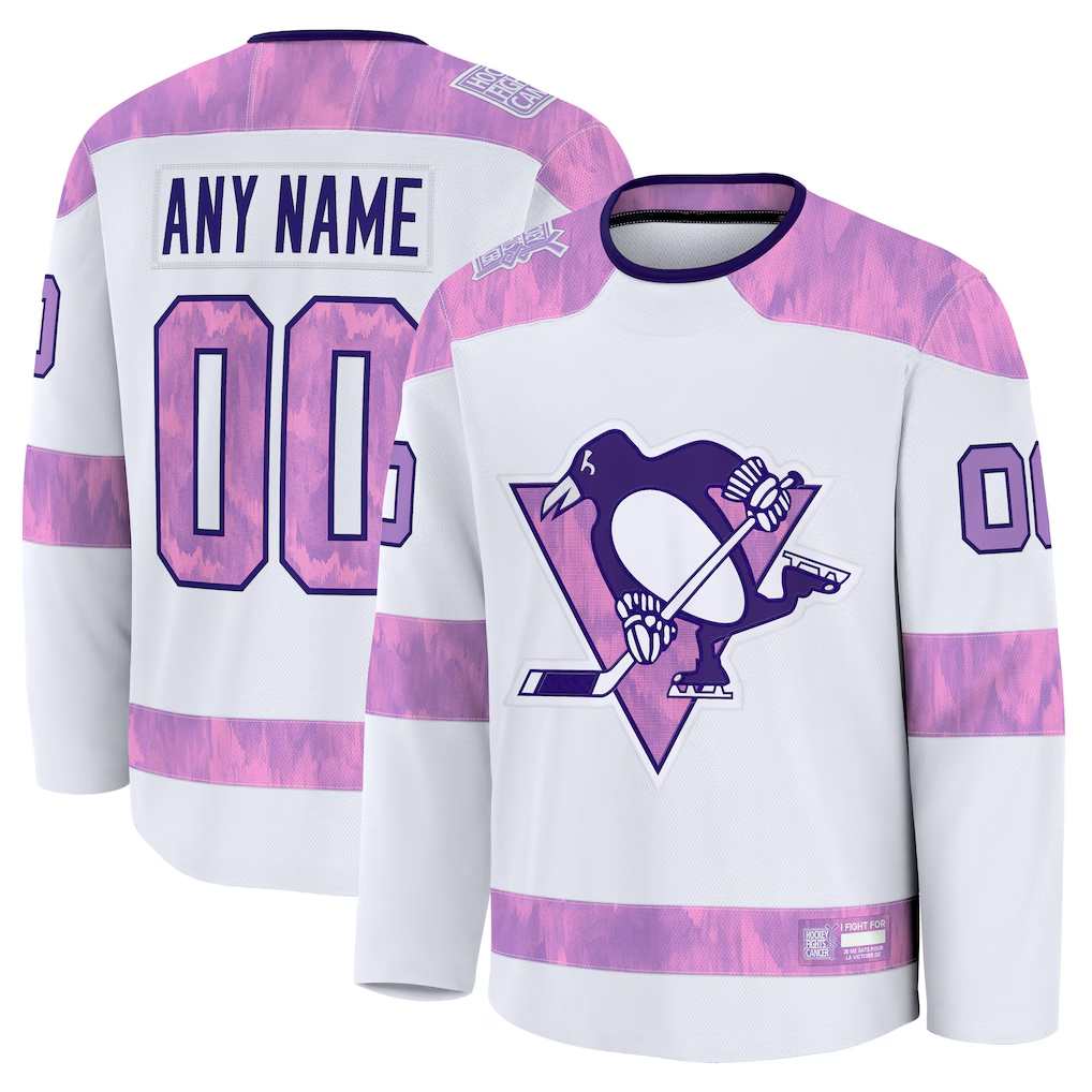 Fenge Custom P.Penguins White 2024 Hockey Fights Cancer Jerseys