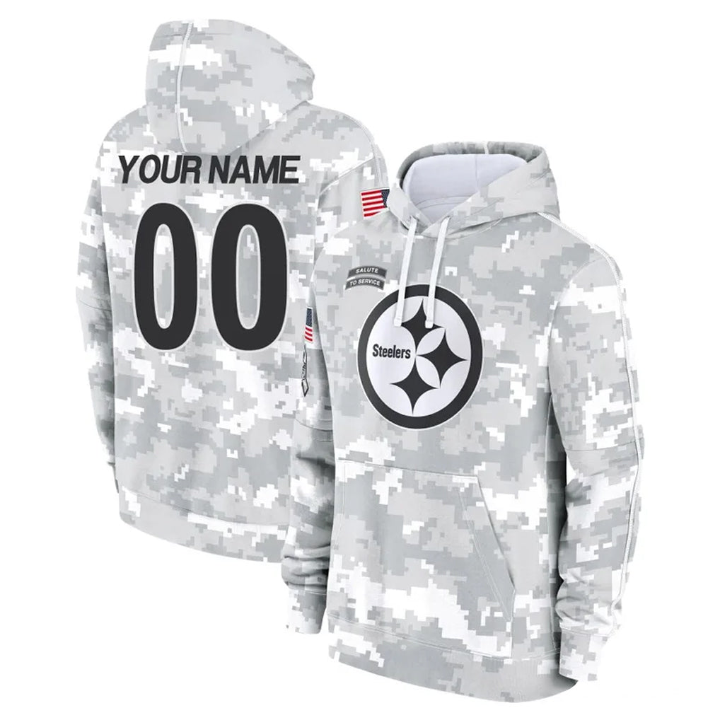 Fenge Custom P.Steelers Arctic Camo Limited Salute to Service Pullover Hoodies Game Any Name & Numbers Stitched Jerseys