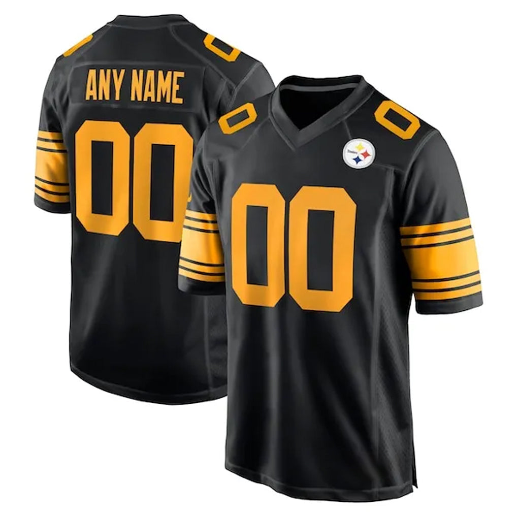 Fenge Custom P.Steelers Black Color Rush Home Game Any Name & Numbers Stitched Jerseys
