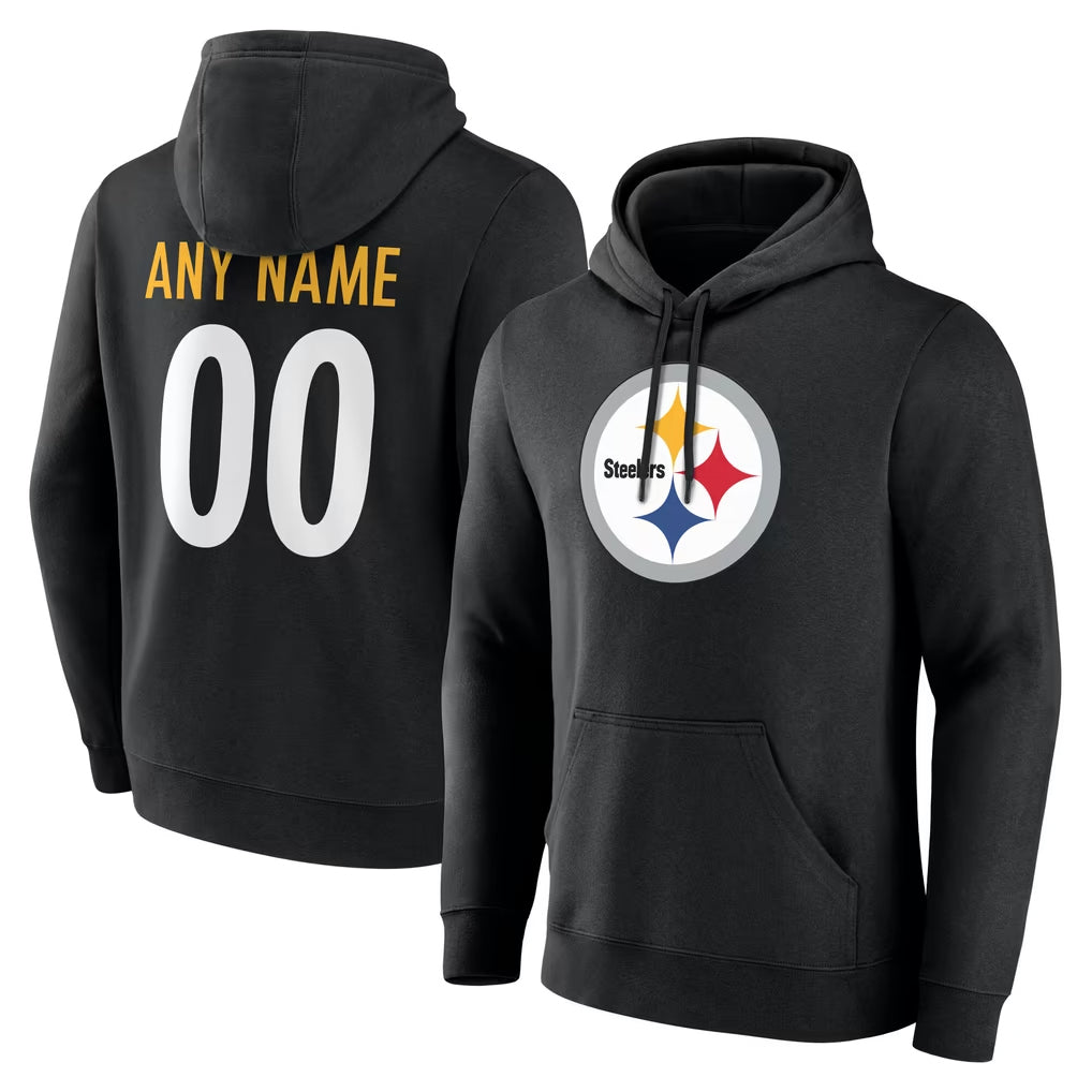 Fenge Custom P.Steelers Blck LOGO Pullover Hoodies Limited Any Name & Numbers Stitched Jerseys