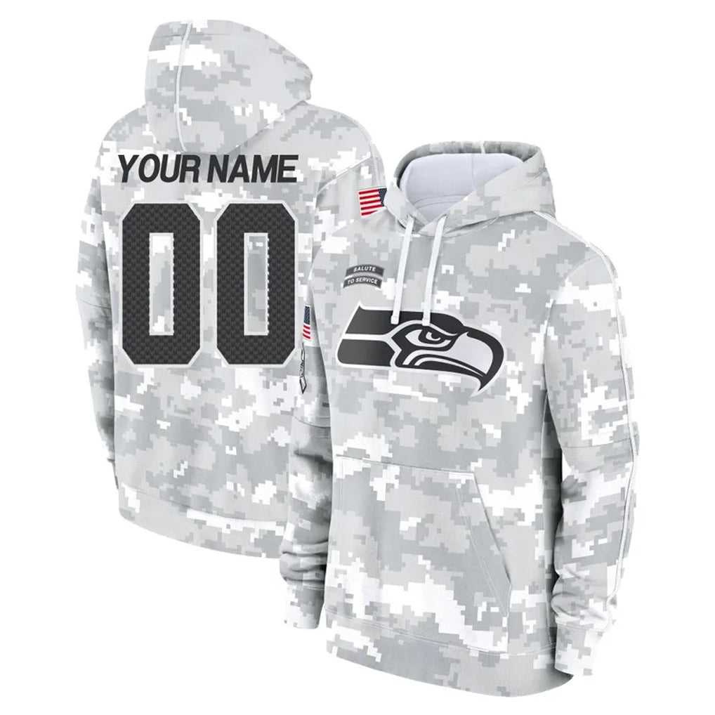 Fenge Custom S.Seahawks Arctic Camo Limited Salute to Service Pullover Hoodies Game Any Name & Numbers Stitched Jerseys