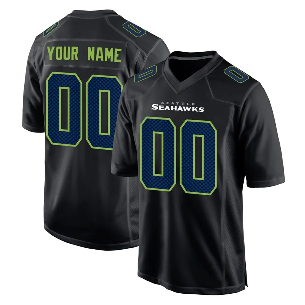 Fenge Custom S.Seahawks Black Limited Fashion Home Game Any Name & Numbers Stitched Jerseys