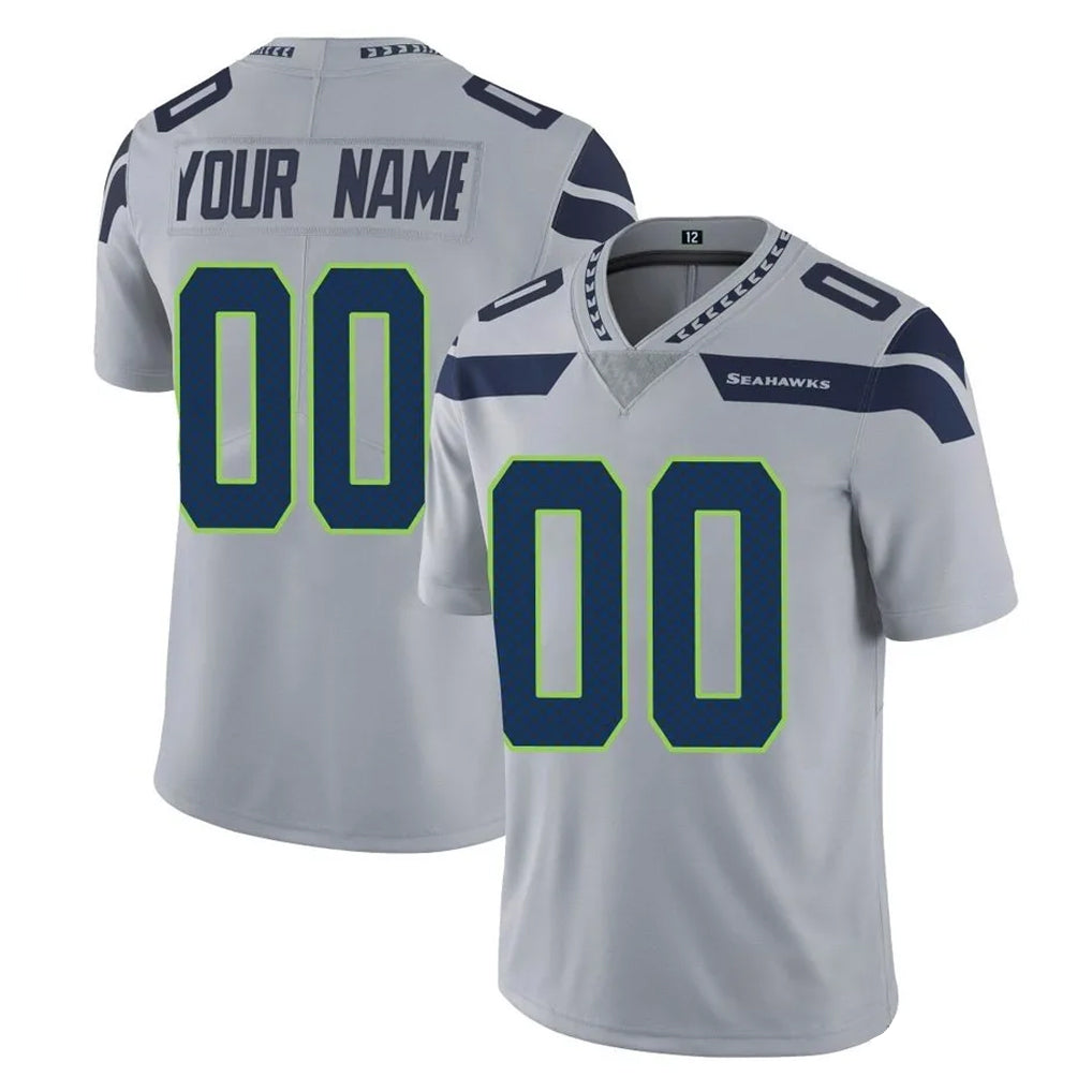 Fenge Custom S.Seahawks Gray Limited Vapor Untouchable Home Game Any Name & Numbers Stitched Jerseys