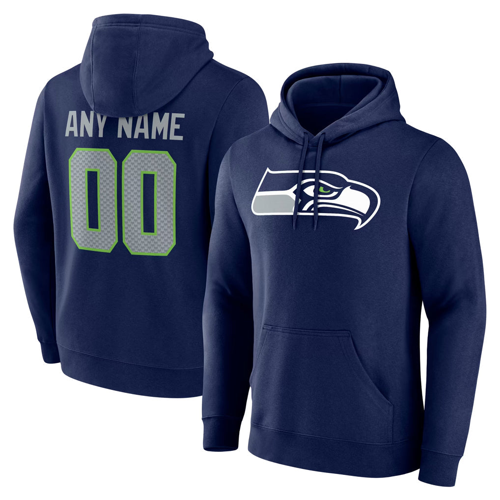 Fenge Custom S.Seahawks Navy Pullover Hoodies Game Any Name & Numbers Stitched Jerseys
