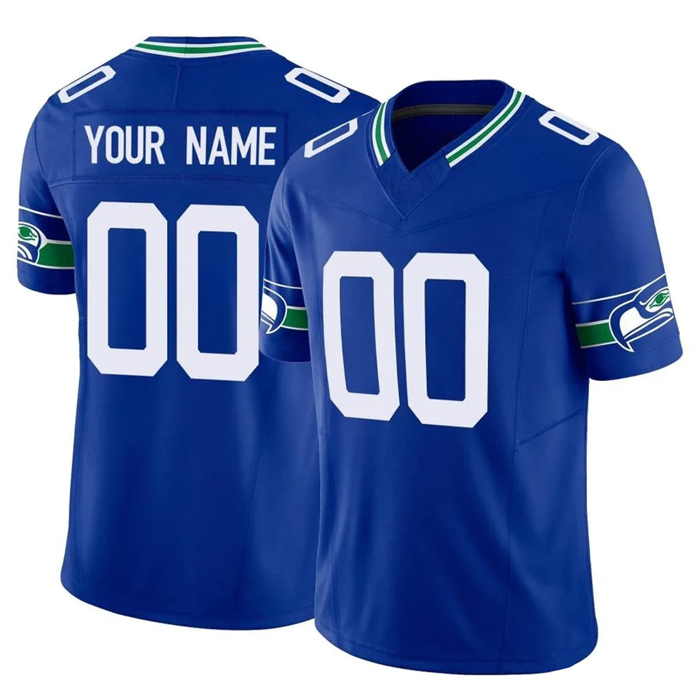 Fenge Custom S.Seahawks Royal Limited Throwback Vapor F.U.S.E. Home Game Any Name & Numbers Stitched Jerseys