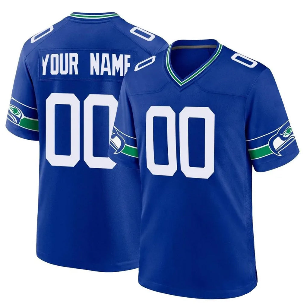 Fenge Custom S.Seahawks Royal Throwback Home Game Any Name & Numbers Stitched Jerseys