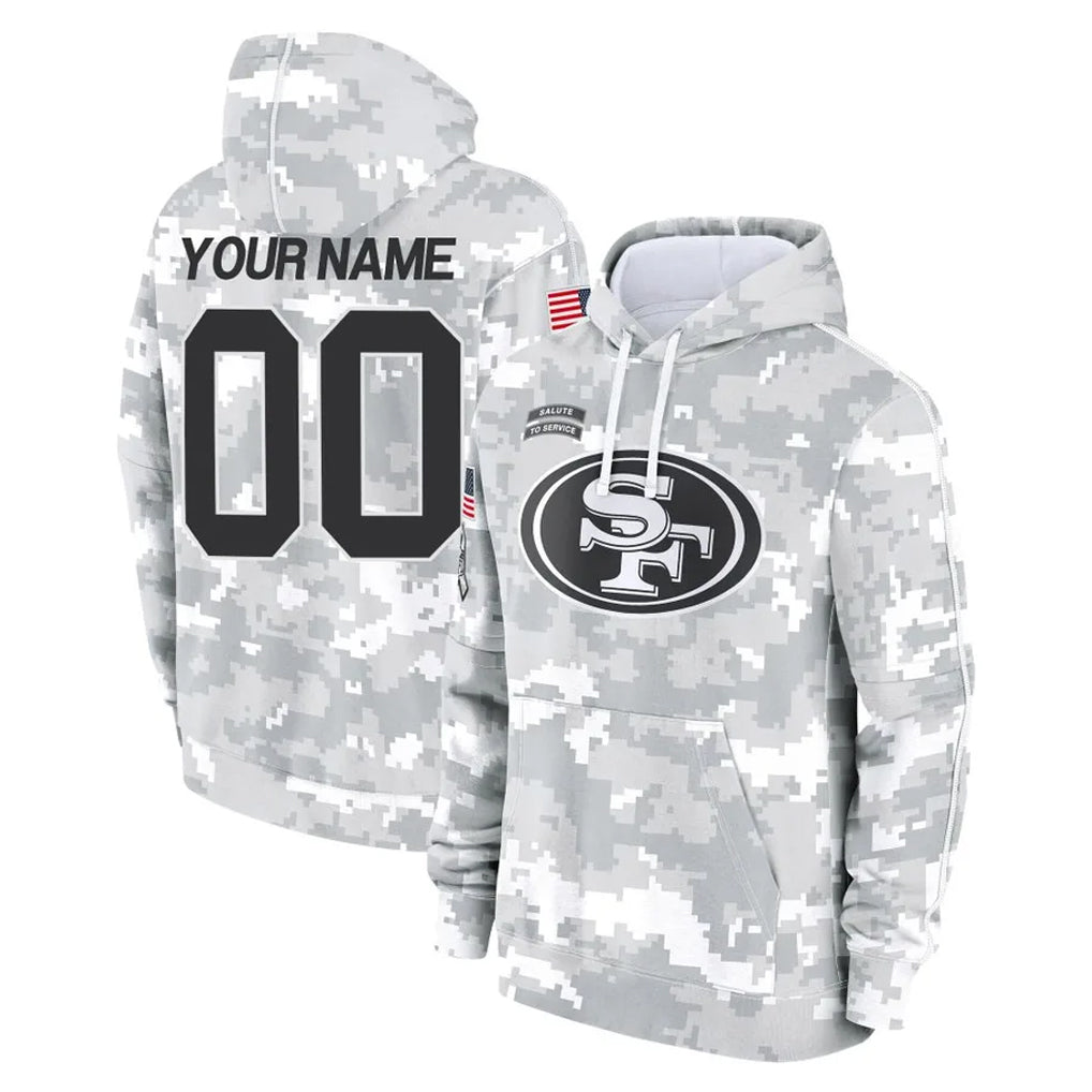 Fenge Custom SF.49ers Arctic Camo Limited Salute to Service Pullover Hoodies Game Any Name & Numbers Stitched Jerseys