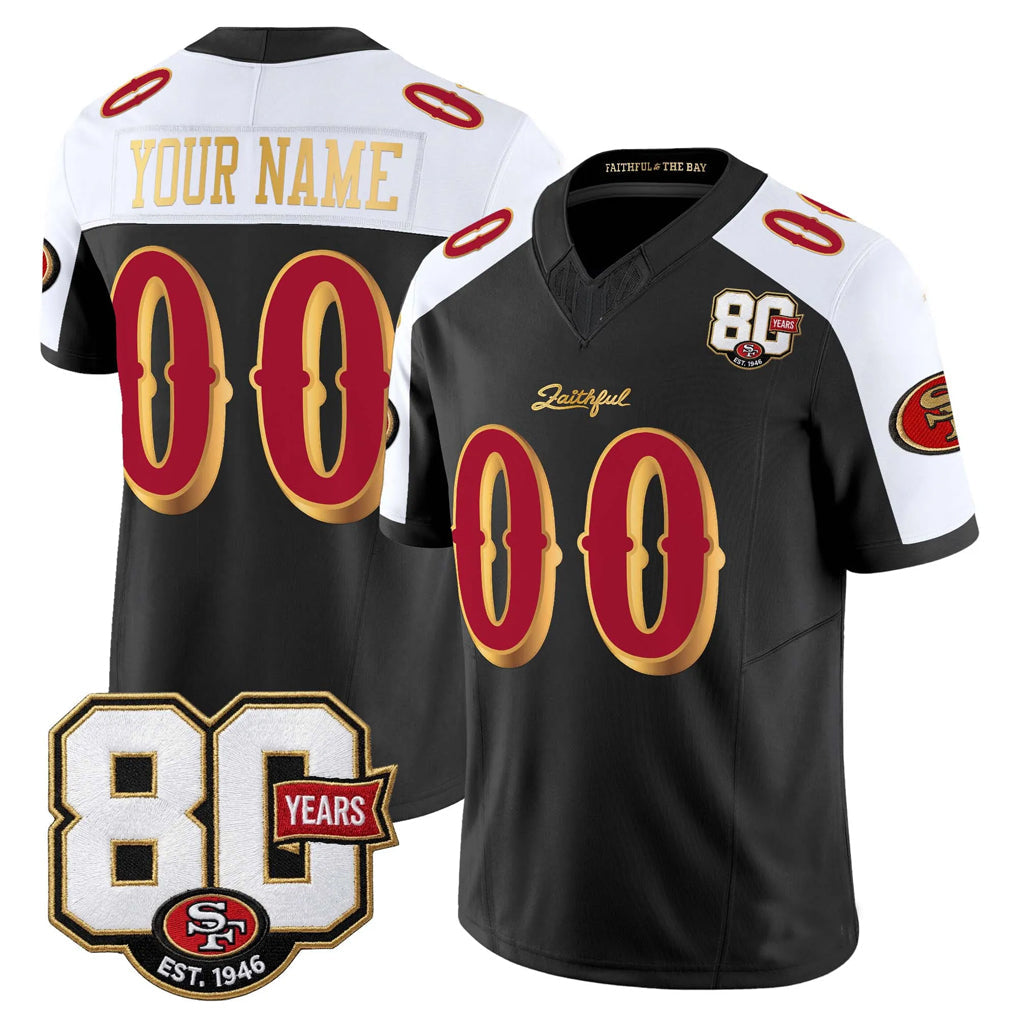 Fenge Custom SF.49ers Black-White Limited 80th Rivalries Collection Home Game Any Name & Numbers Stitched Jerseys
