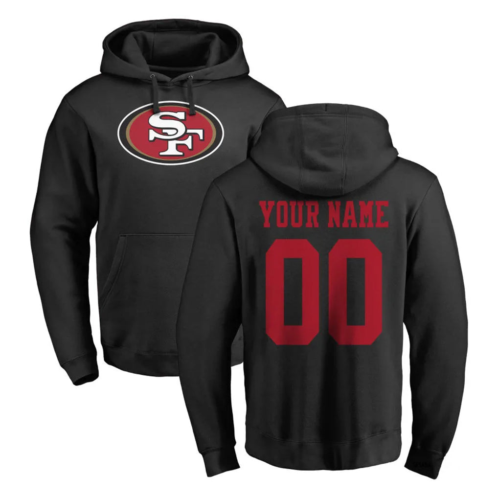 Fenge Custom SF.49ers Black LOGO Pullover Hoodies Home Game Any Name & Numbers Stitched Jerseys