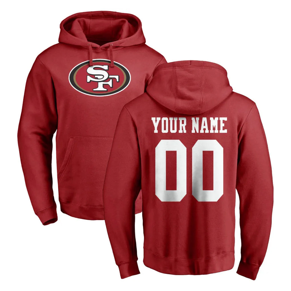 Fenge Custom SF.49ers Red LOGO Pullover Hoodies Home Game Any Name & Numbers Stitched Jerseys