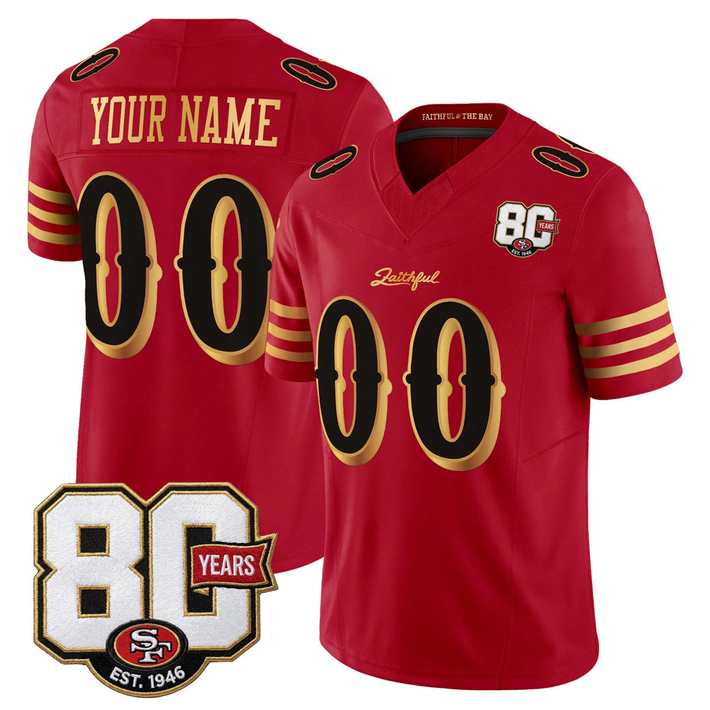 Fenge Custom SF.49ers Red Limited 80th Rivalries Collection Home Game Any Name & Numbers Stitched Jerseys