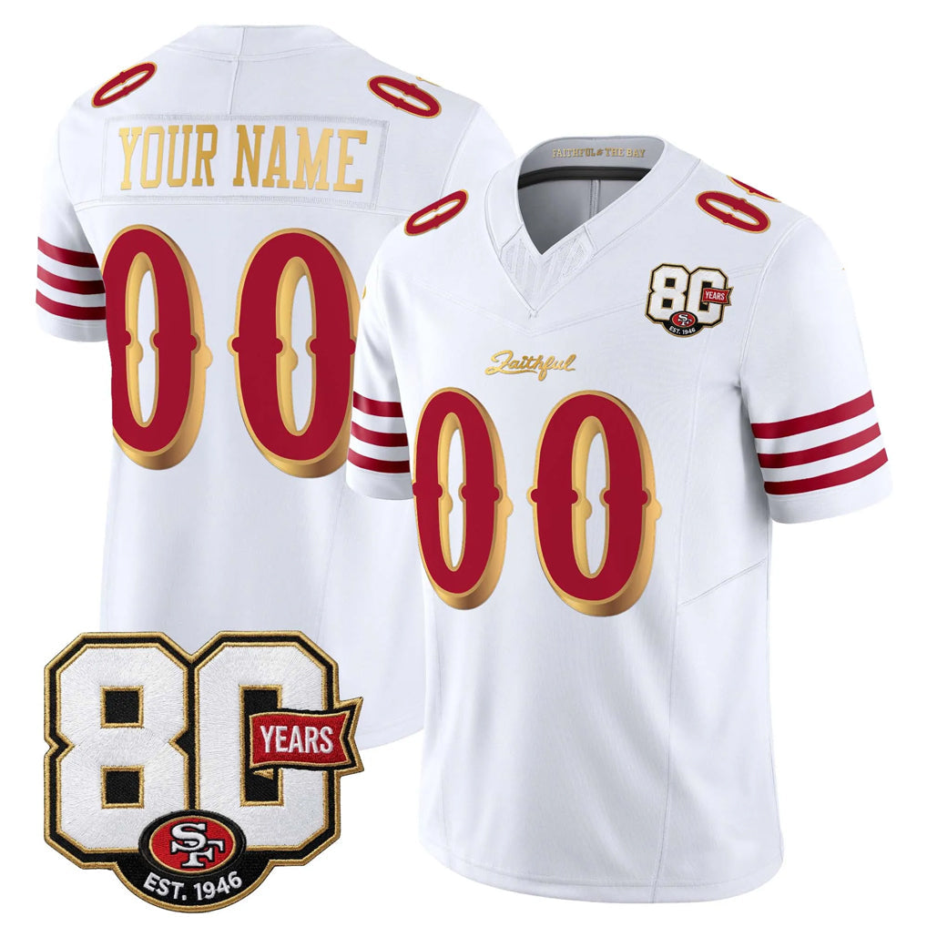 Fenge Custom SF.49ers White Limited 80th Rivalries Collection Home Game Any Name & Numbers Stitched Jerseys