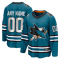 Fenge Custom S.Jose Sharks Teal Home Breakaway Jerseys