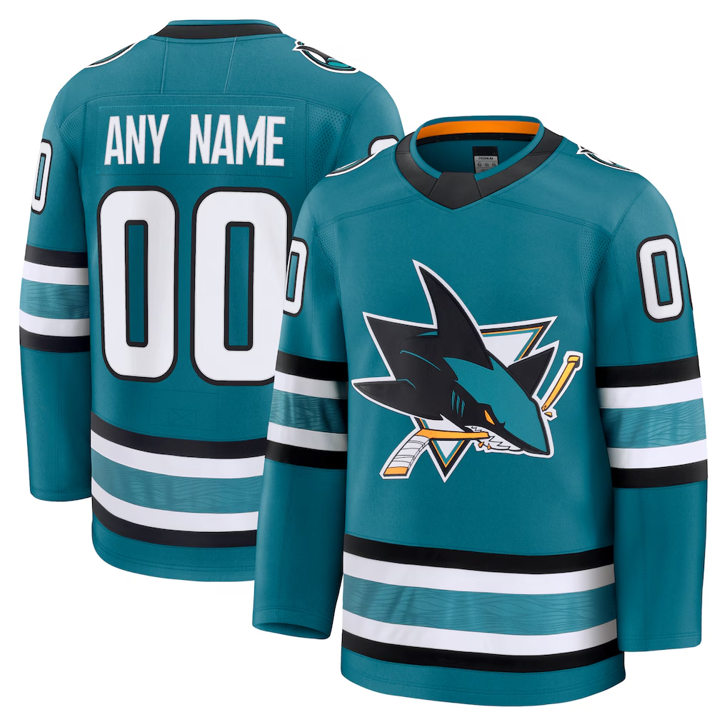 Fenge Custom S.Jose Sharks Teal Home Premium Jerseys