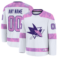 Fenge Custom S.Jose Sharks White 2024 Hockey Fights Cancer Practice Jerseys