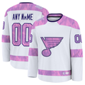 Fenge Custom St.L.Blues White 2024 Hockey Fights Cancer Practice Jerseys