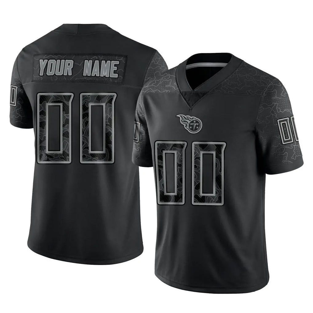 Fenge Custom T.Titans Black Limited Reflective Home Game Any Name & Numbers Stitched Jerseys