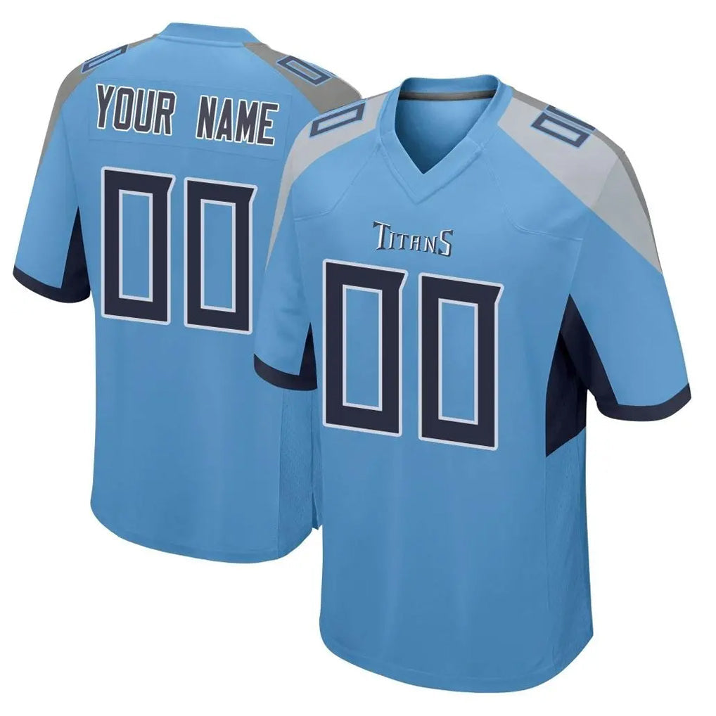 Fenge Custom T.Titans Light Blue Home Game Any Name & Numbers Stitched Jerseys