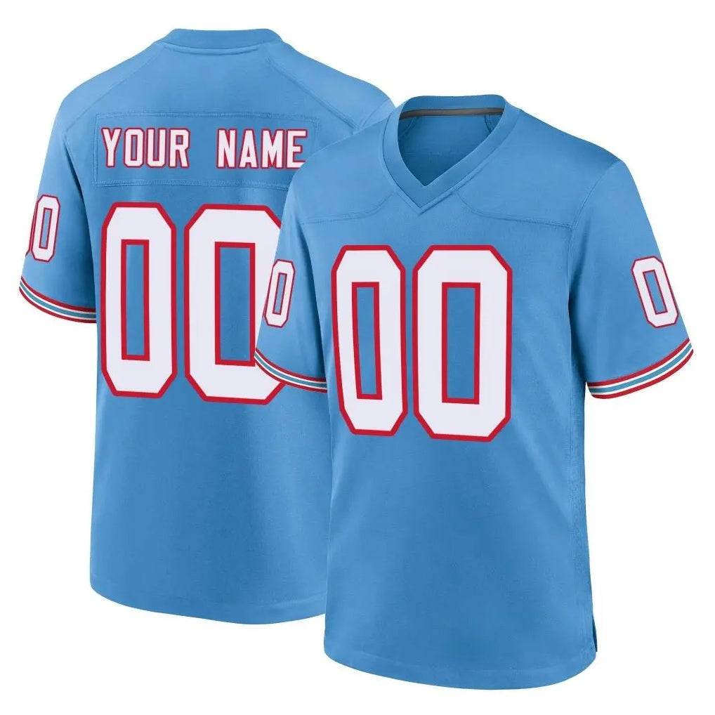 Fenge Custom T.Titans Light Blue Oilers Throwback Home Game Any Name & Numbers Stitched Jerseys