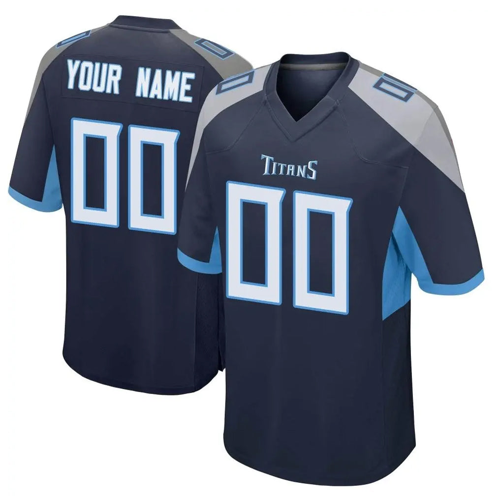 Fenge Custom T.Titans Navy Home Game Any Name & Numbers Stitched Jerseys