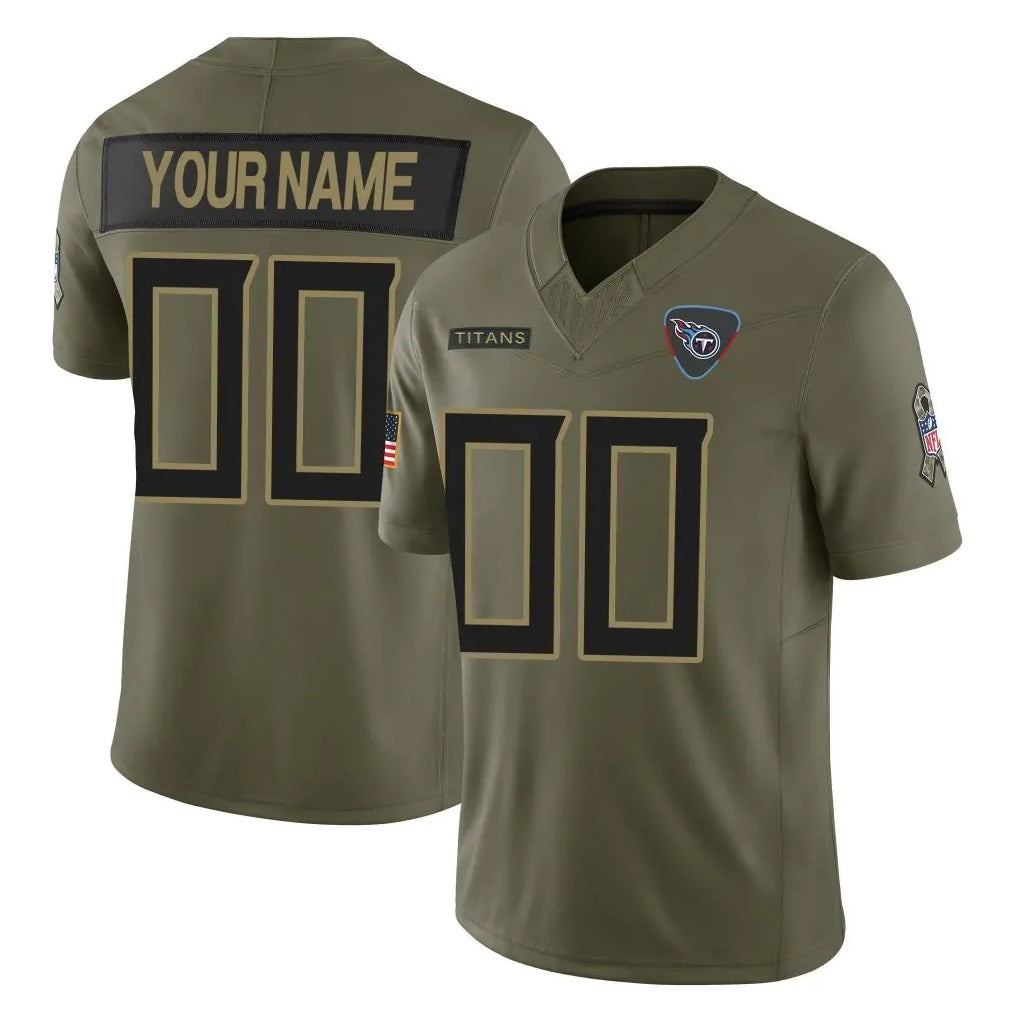 Fenge Custom T.Titans Olive Limited 2025 Salute to Service Home Game Any Name & Numbers Stitched Jerseys