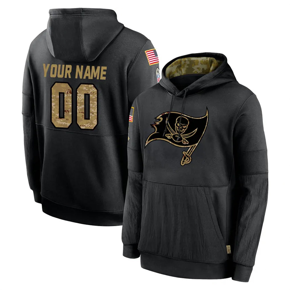 Fenge Custom TB.Buccaneers Black Salute to Service Sideline Performance Pullover Hoodies Any Name & Numbers Home Game Stitched Jerseys