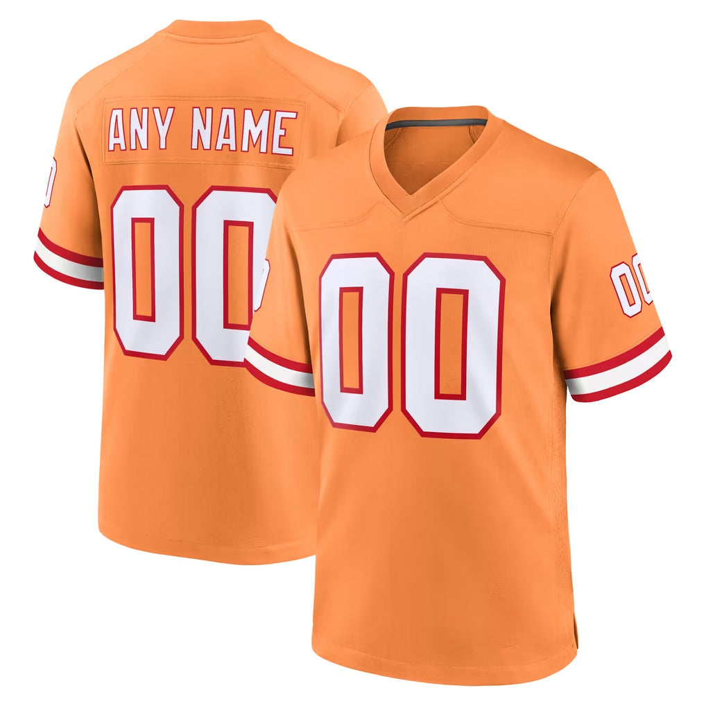 Fenge Custom TB.Buccaneers Orange Throwback Home Game Any Name & Numbers Stitched Jerseys