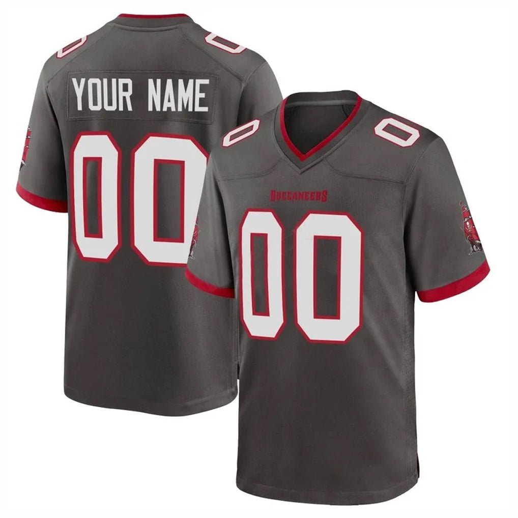 Fenge Custom TB.Buccaneers Pewter Alternate Home Game Any Name & Numbers Stitched Jerseys