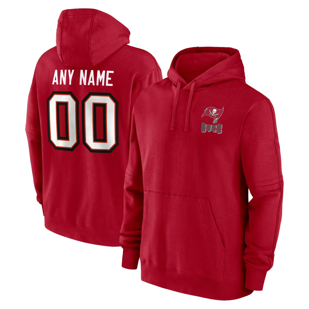 Fenge Custom TB.Buccaneers Red LOGO Pullover Hoodie Home Game Any Name & Numbers Stitched Jerseys