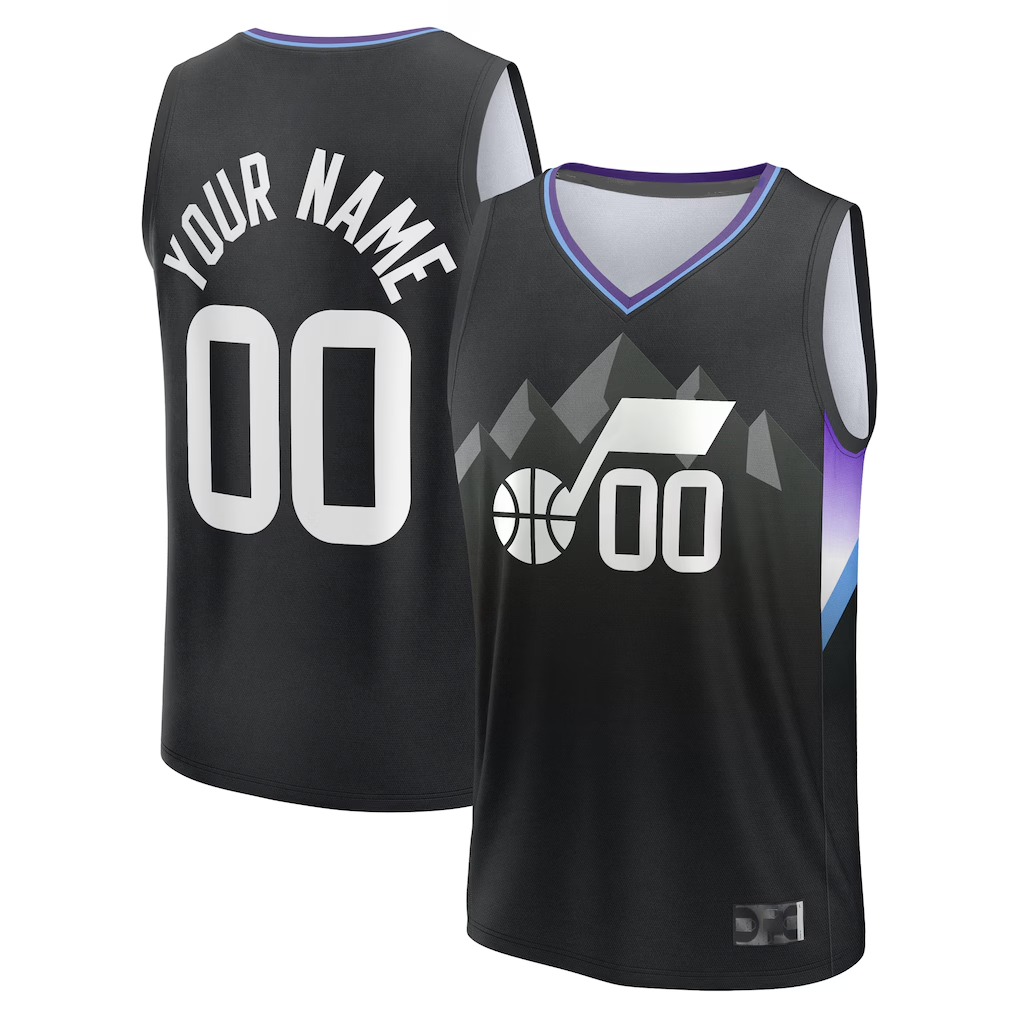Fenge Custom U.Jazz Fanatics Black Fast Break Jerseys - Statement Editio