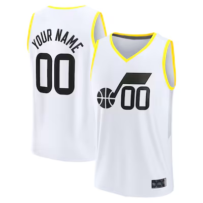 Fenge Custom U.Jazz Fanatics White Fast Break Replica Jerseys - Association Edition -1