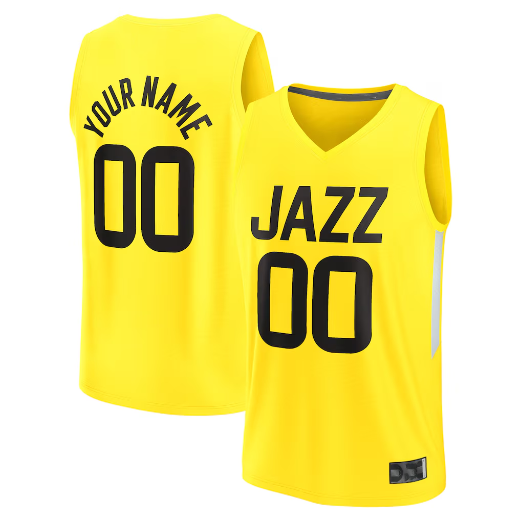 Fenge Custom U.Jazz Fanatics Yellow Fast Break Replica Jerseys - Icon Edition