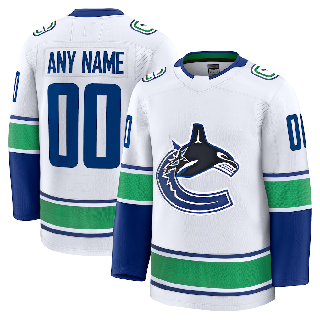 Fenge Custom V.Canucks White Away Premium Jerseys