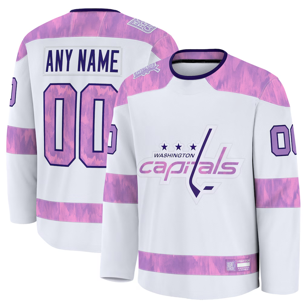Fenge Custom W.Capitals White 2024 Hockey Fights Cancer Practice Jerseys