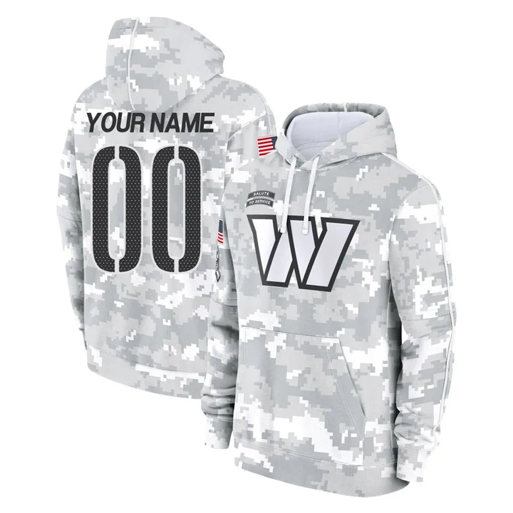 Fenge Custom W.Commanders Arctic Camo Limited Salute to Service Pullover Hoodies Game Any Name & Numbers Stitched Jerseys
