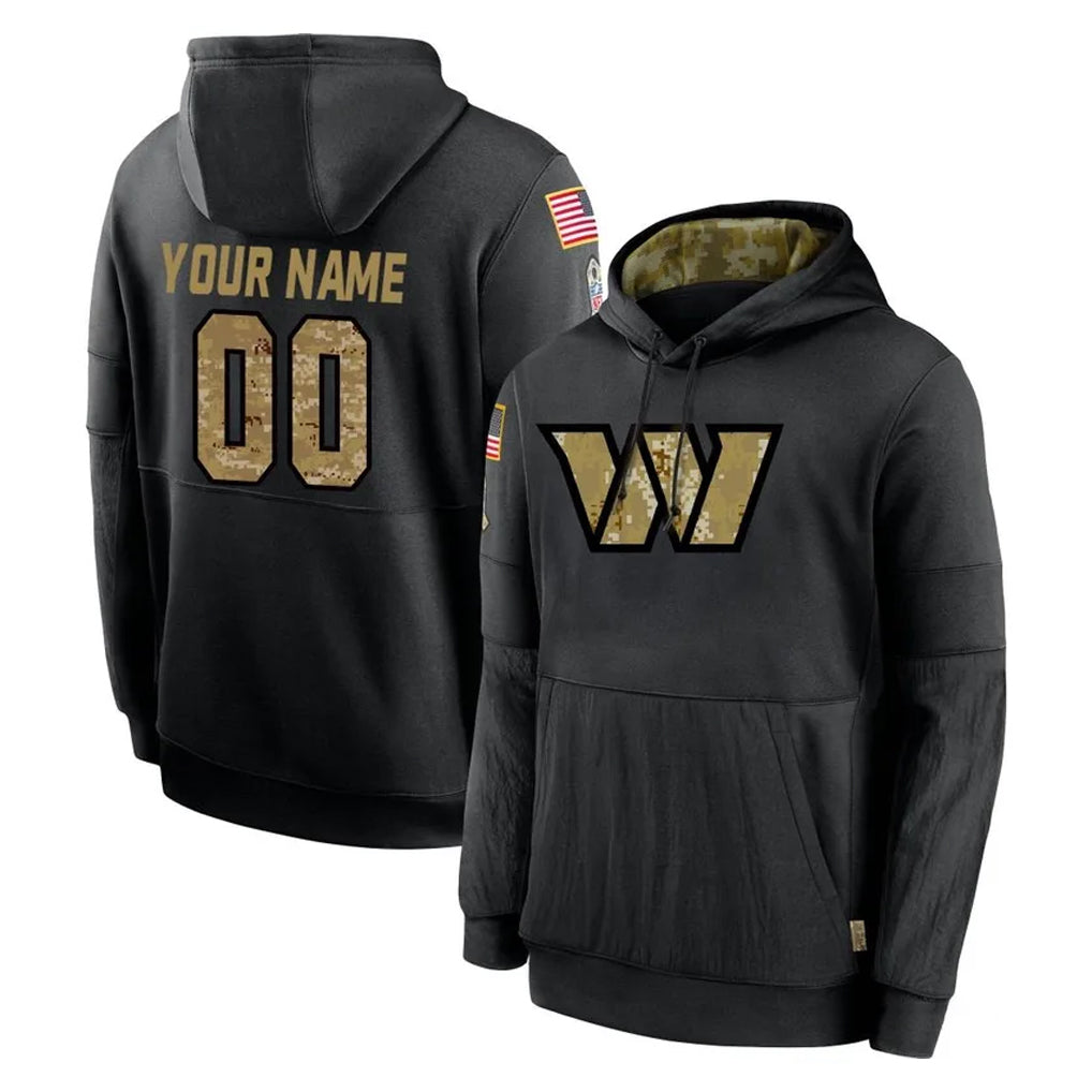 Fenge Custom W.Commanders Black Salute to Service Performance Pullover Hoodies Home Game Any Name & Numbers Stitched Jerseys
