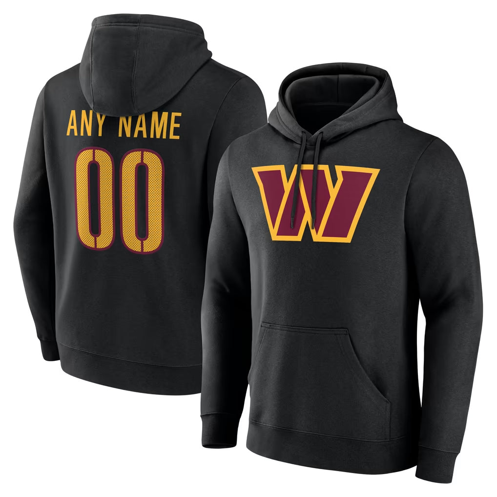 Fenge Custom W.Commanders Gray LOGO Performance Pullover Hoodies Game Any Name & Numbers Stitched Jerseys